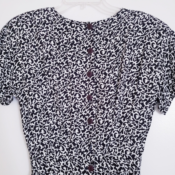 Vintage Warren Black and White Print Dress - Picture 8 of 16